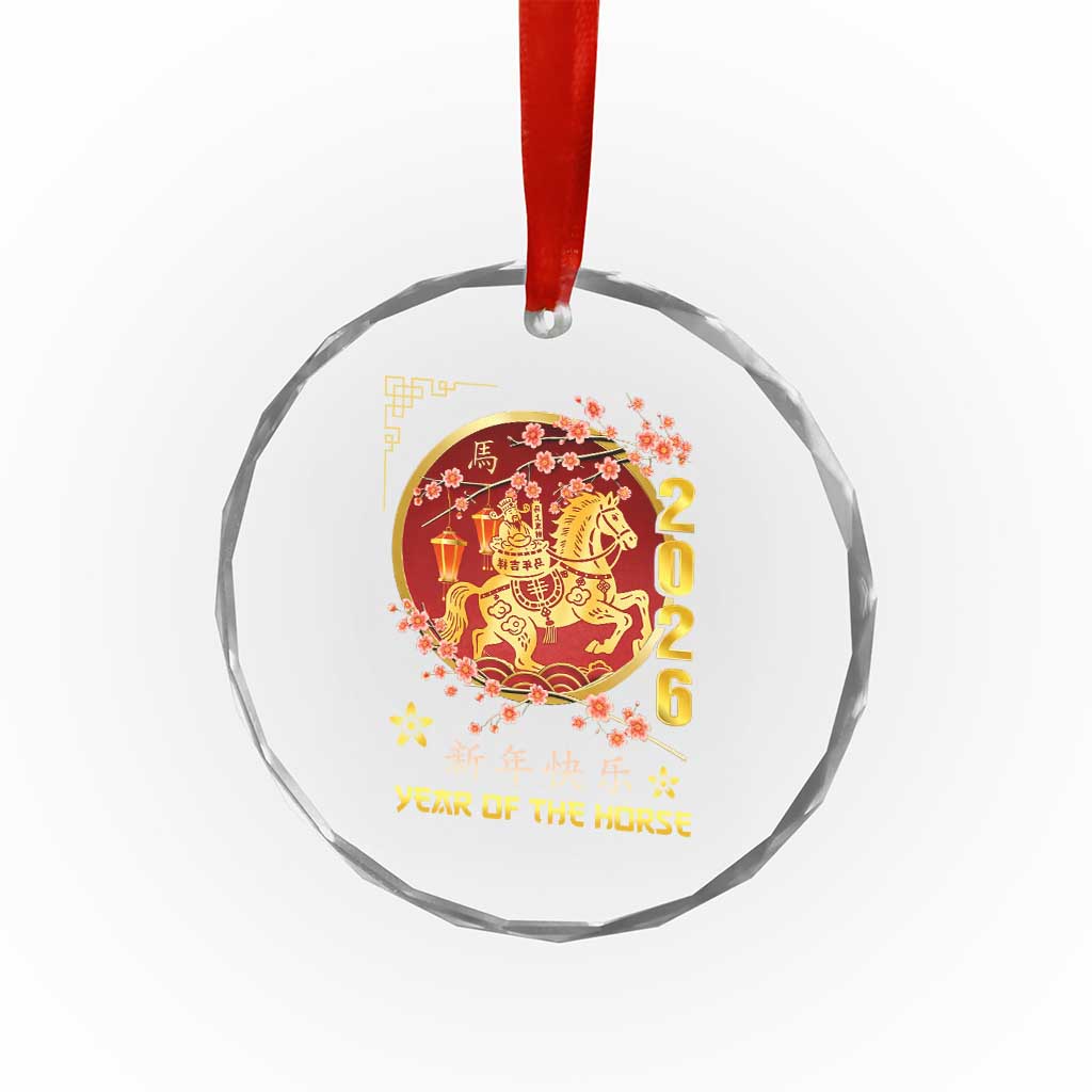 2026 Year of the Horse Lunar New Year Crystal Glass Ornament - Wonder Print Shop