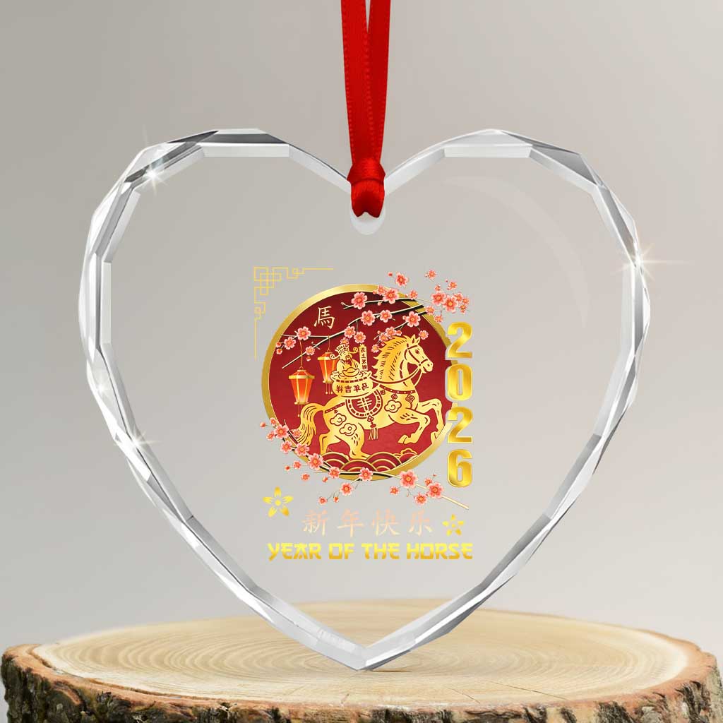 2026 Year of the Horse Lunar New Year Heart Crystal Glass Ornament - Wonder Print Shop