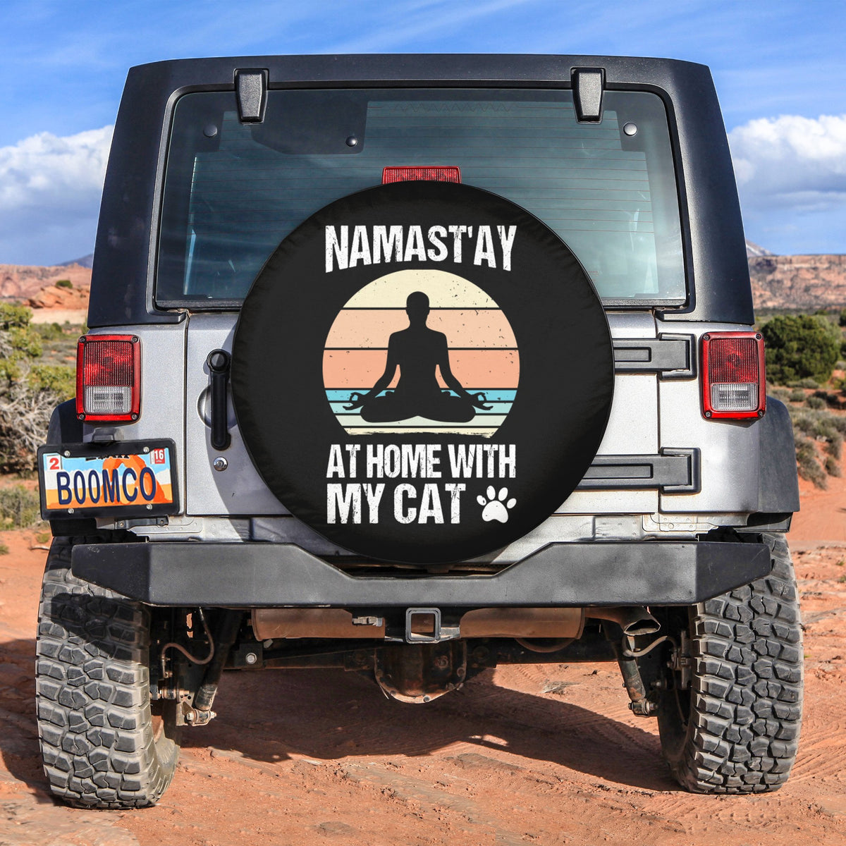 Father's Day Tire Covers - Namast'ay At Home With My Cat Spare Tire Cover NO.203 LT8 - Wonder Print Shop