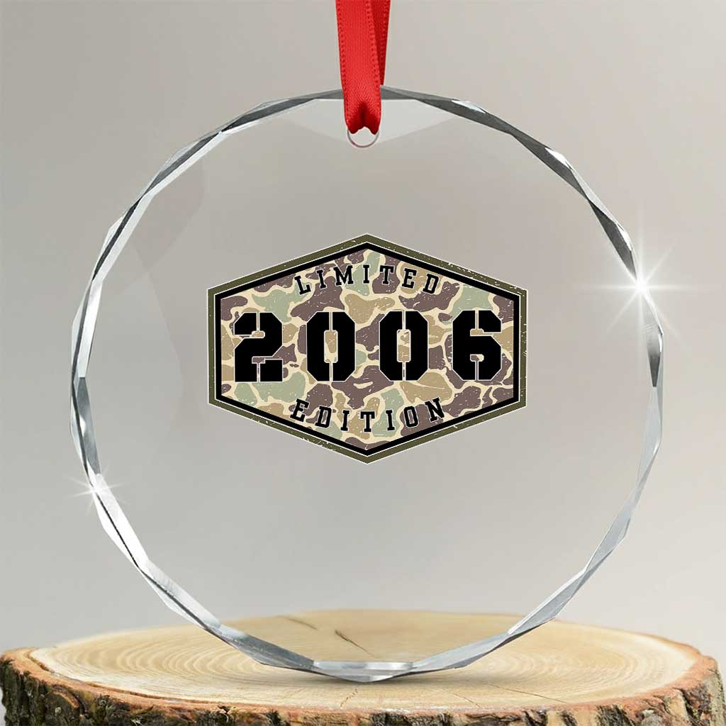 20th Birthday Hunting Crystal Glass Ornament 2006 Limited Edition Vintage Camouflage Gifts For Turning 20