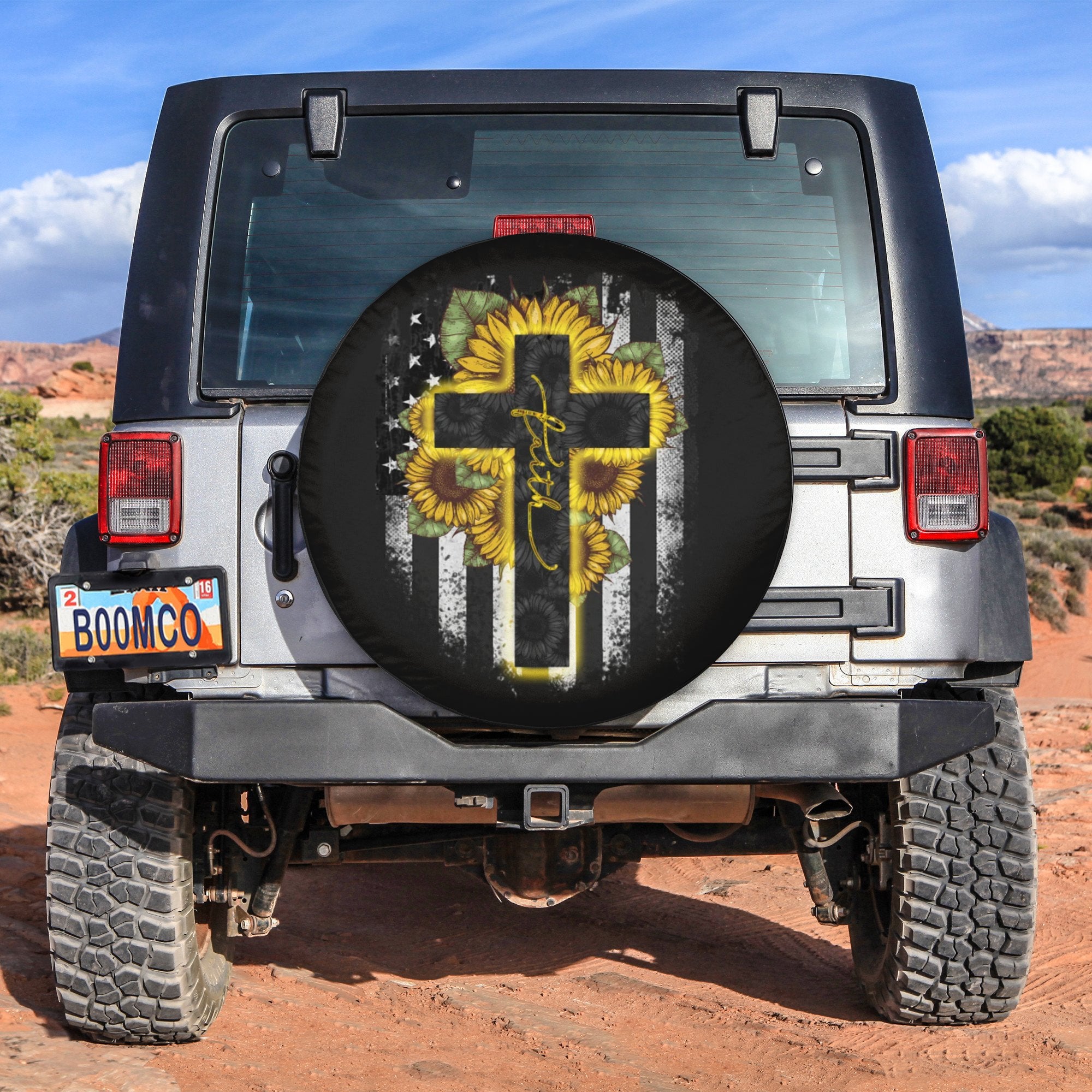 4th Of July Tire Covers - US Independence Day Cross Faith Sunflower American Flag Spare Tire Cover NO.73 LT8 - Wonder Print Shop