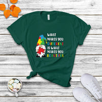 What Makes You Different Is Beautiful Gnome Autism Support T Shirt - Wonder Print Shop