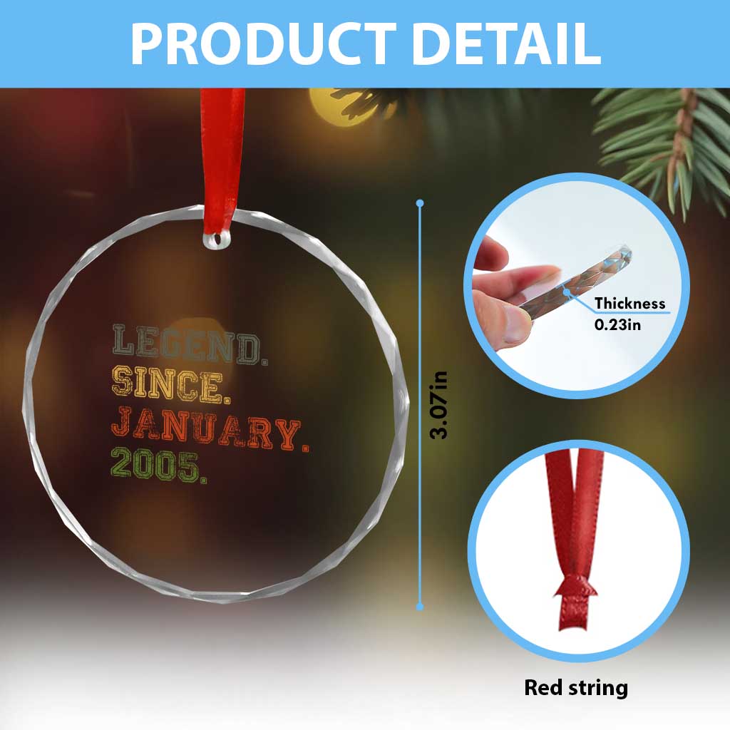 21st Birthday Gifts Crystal Glass Ornament Retro 21 Years Old Legend Since January 2005