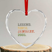 21st Birthday Gifts Heart Crystal Glass Ornament Retro 21 Years Old Legend Since January 2005