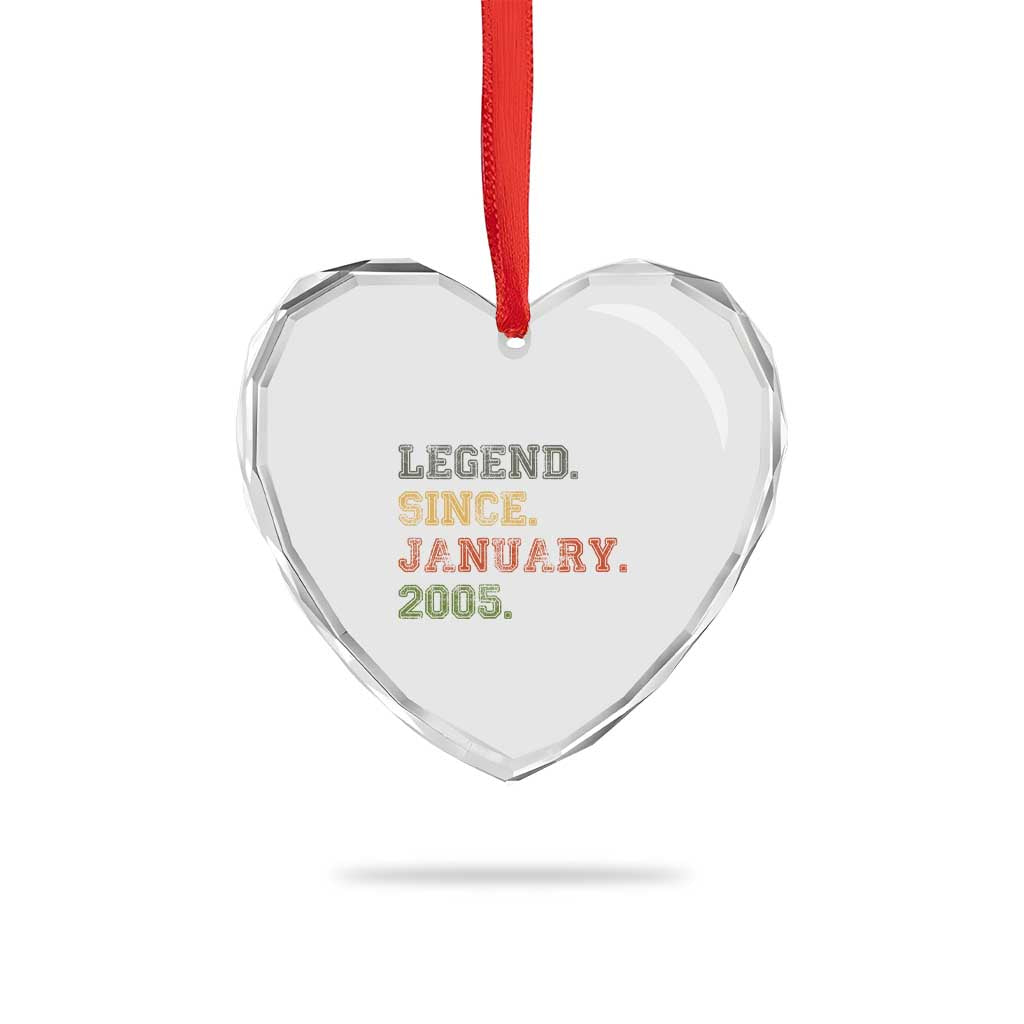 21st Birthday Gifts Heart Crystal Glass Ornament Retro 21 Years Old Legend Since January 2005