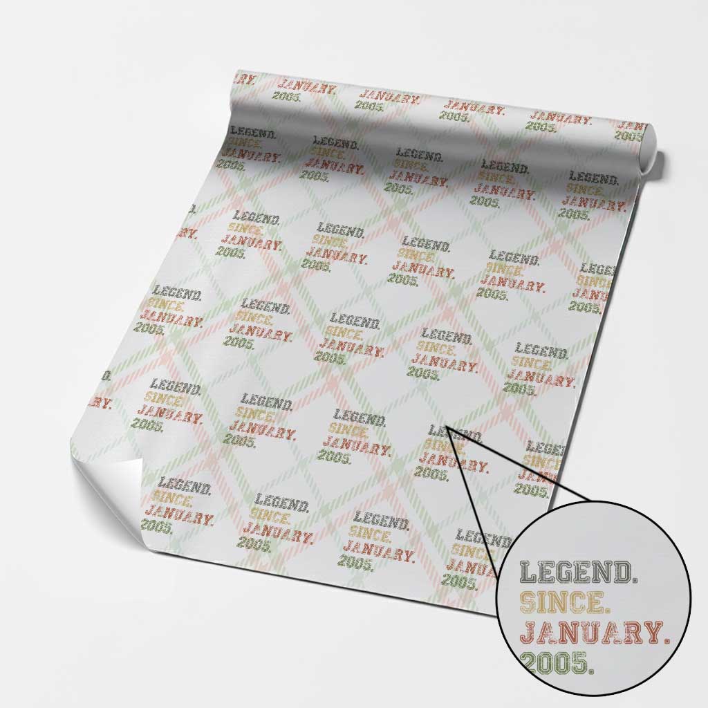 21st Birthday Gifts Wrapping Paper Roll Retro 21 Years Old Legend Since January 2005