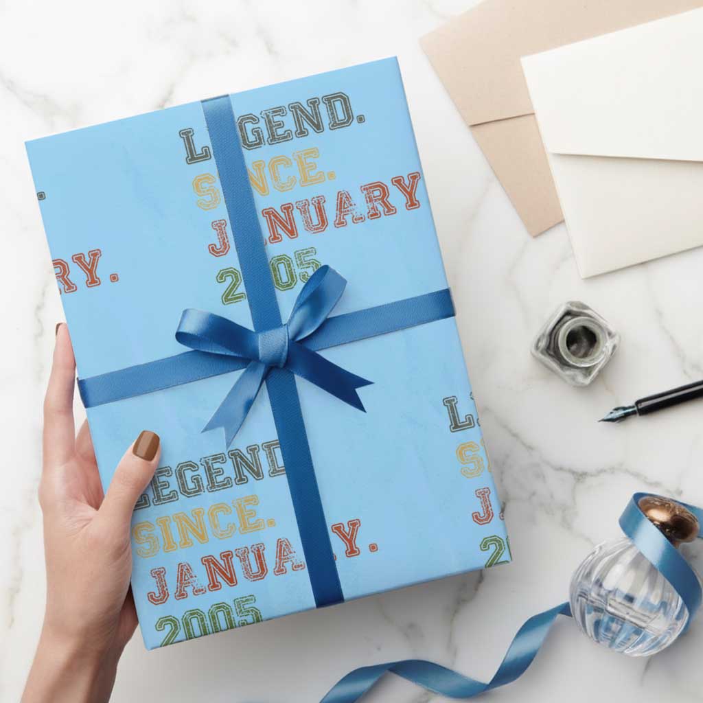21st Birthday Gifts Wrapping Paper Roll Retro 21 Years Old Legend Since January 2005