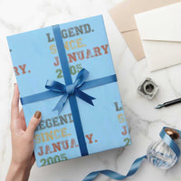 21st Birthday Gifts Wrapping Paper Roll Retro 21 Years Old Legend Since January 2005