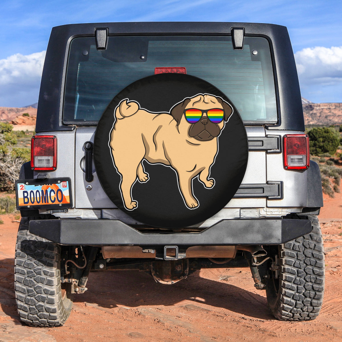 LGBT Tire Covers - Pride Pug Spare Tire Cover NO.157 LT8 - Wonder Print Shop