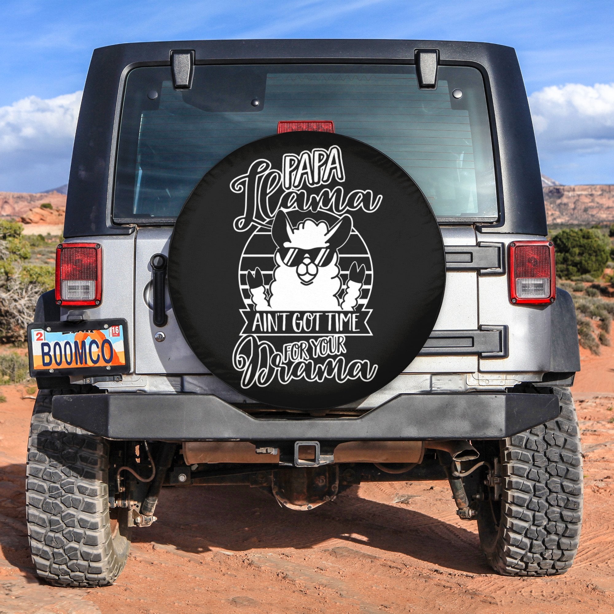 Father's Day Tire Covers - Papa Llama Ain't Got Me For Your Drama Spare Tire Cover NO.222 LT8 - Wonder Print Shop