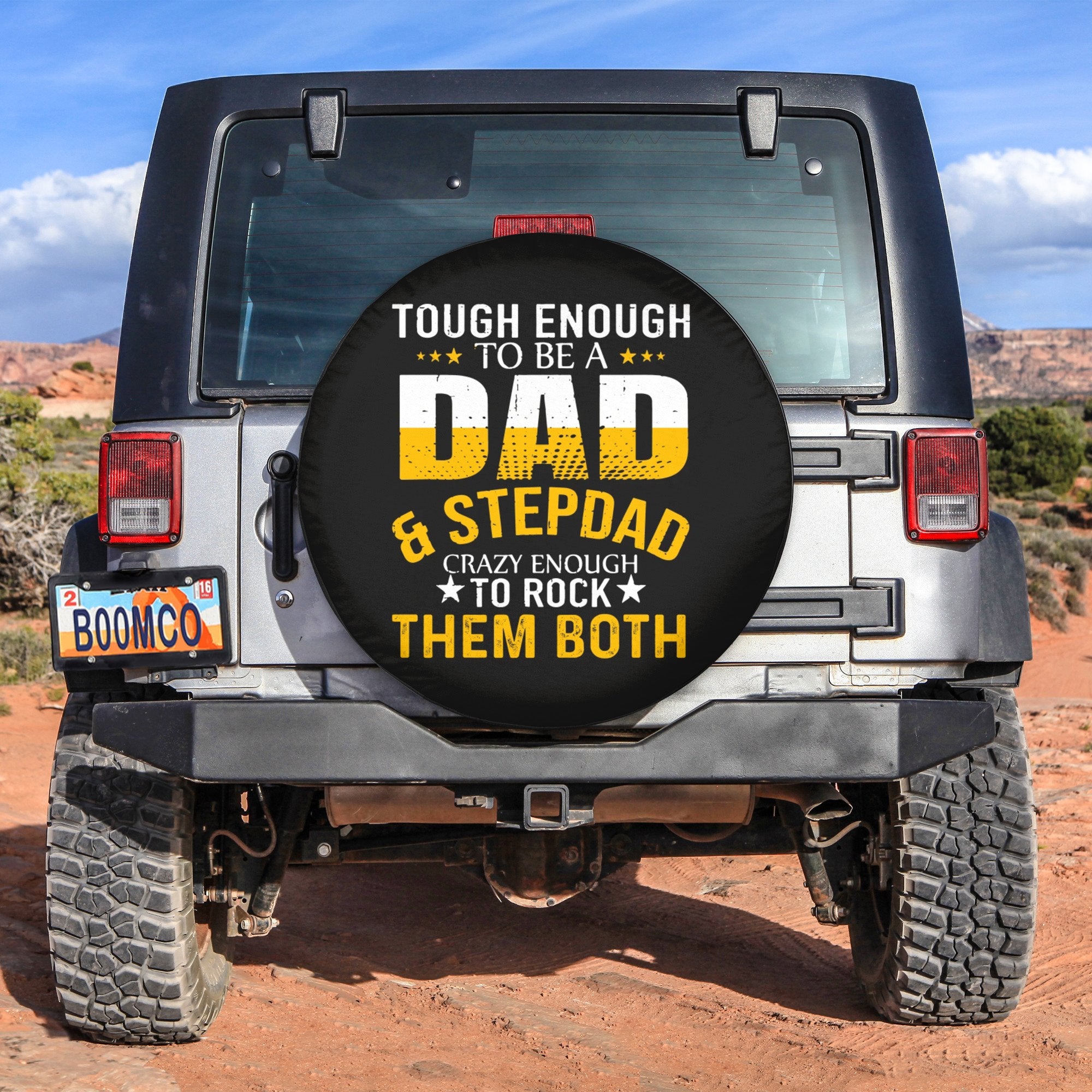 Father's Day Tire Covers - Tough Enough To Be A Dad And Stepdad Crazy Enough To Rock Them Both Spare Tire Cover NO.223 LT8 - Wonder Print Shop