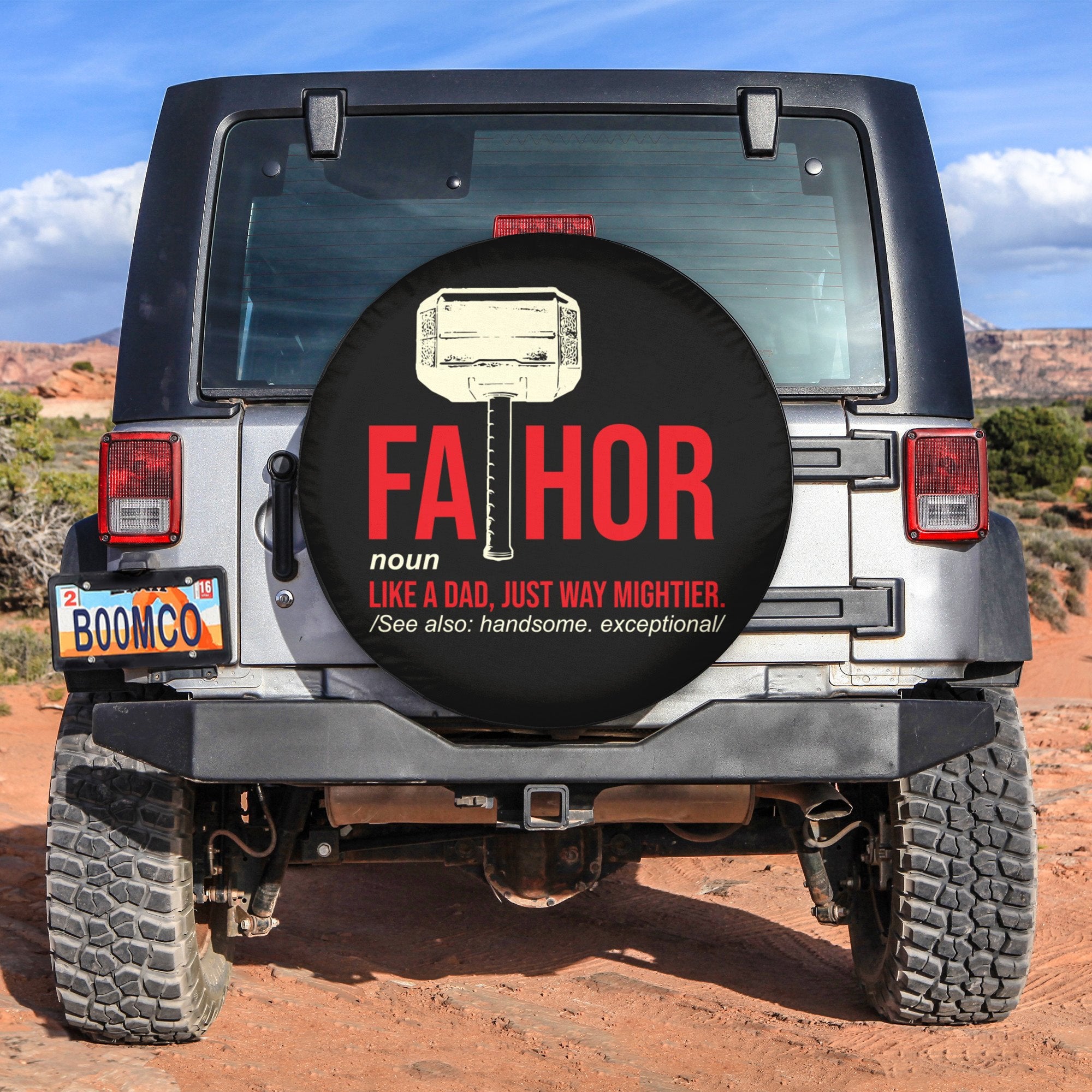 Father's Day Tire Covers - Fathor Like Dad Just Way Mightier Spare Tire Cover NO.226 LT8 - Wonder Print Shop