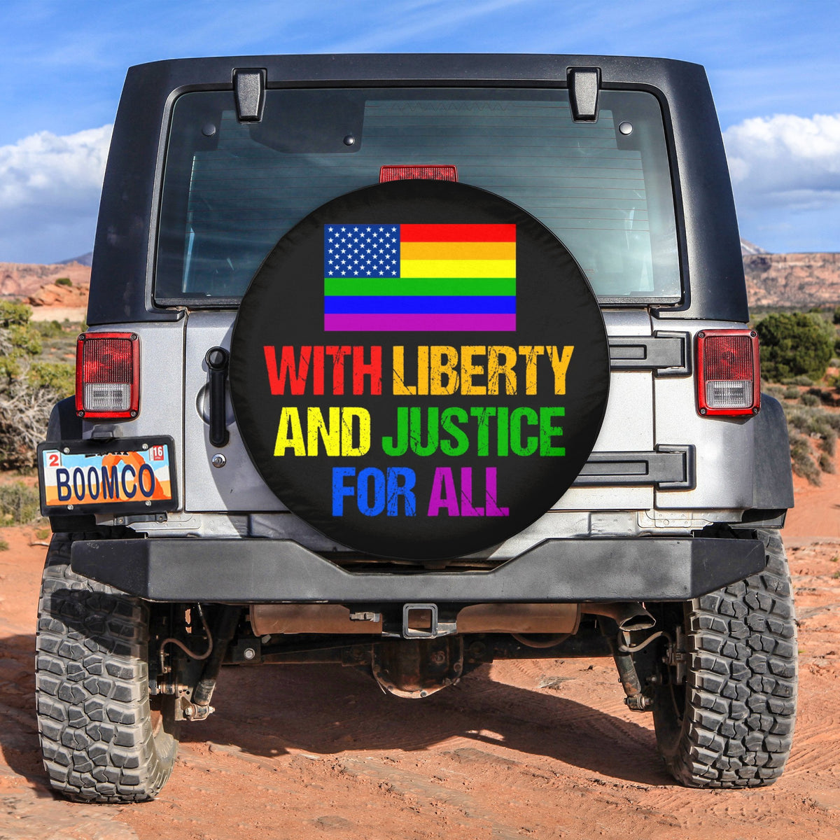 LGBT Tire Covers - With Liberty And Justice For All Spare Tire Cover NO.162 LT8 - Wonder Print Shop