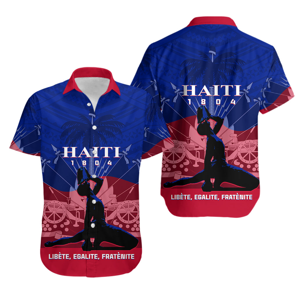Haiti Hawaiian Shirt Negre Marron With Coat Of Arms Polynesian Style LT14