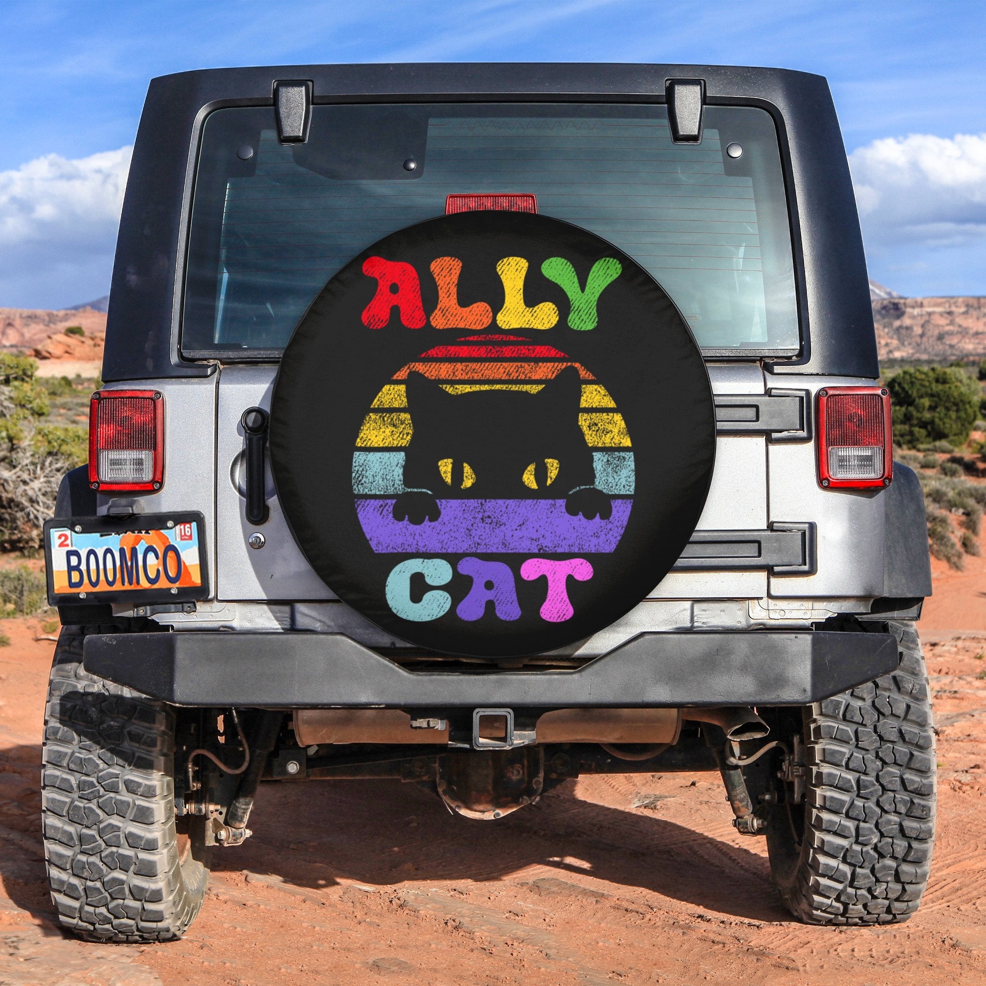 LGBT Tire Covers - Ally Pride Black Cat Spare Tire Cover NO.179 LT8 - Wonder Print Shop