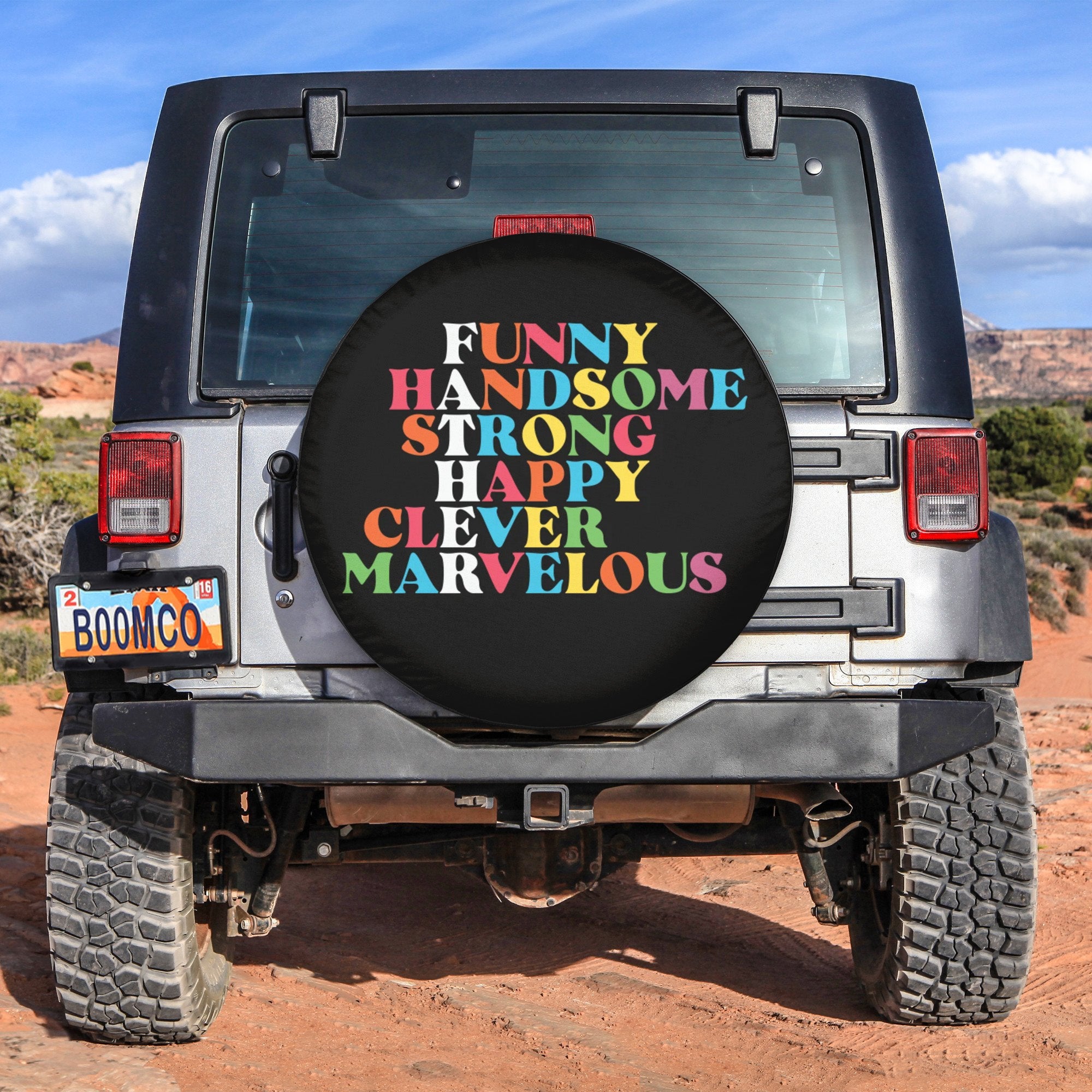 Father's Day Tire Covers - Funny Handsome Strong Happy Clever Marvelous Spare Tire Cover NO.246 LT8 - Wonder Print Shop