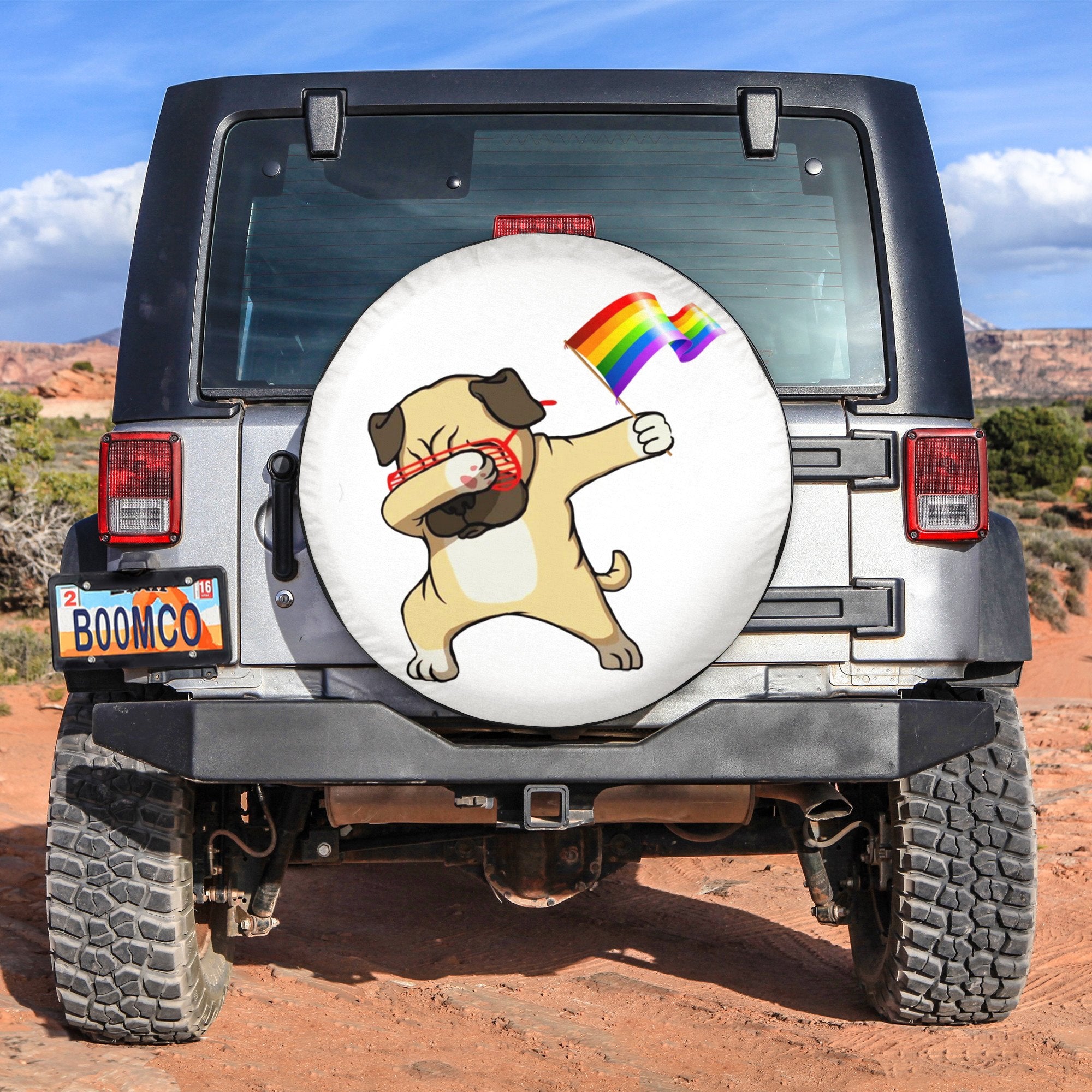 LGBT Tire Covers - Dabbing Pug Pride Spare Tire Cover NO.185 LT8 - Wonder Print Shop