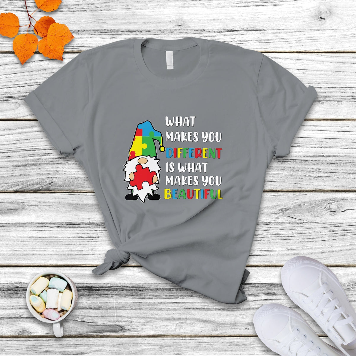 What Makes You Different Is Beautiful Gnome Autism Support T Shirt - Wonder Print Shop