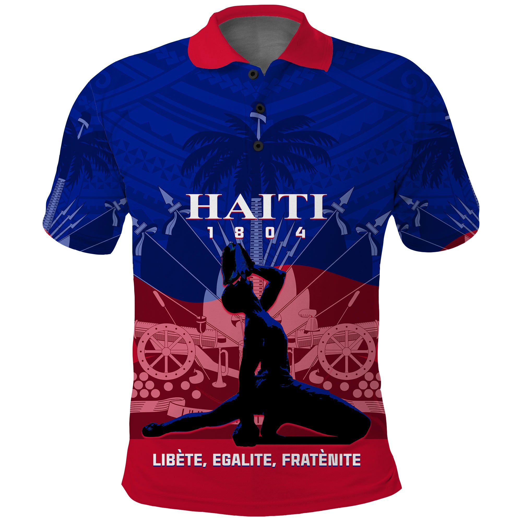 Haiti Polo Shirt Negre Marron With Coat Of Arms Polynesian Style LT14