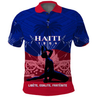 Haiti Polo Shirt Negre Marron With Coat Of Arms Polynesian Style - Wonder Print Shop