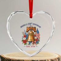 250 Anniversary Heart Crystal Glass Ornament Floral Liberty Bell USA 250th American 4th July 2026