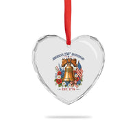 250 Anniversary Heart Crystal Glass Ornament Floral Liberty Bell USA 250th American 4th July 2026