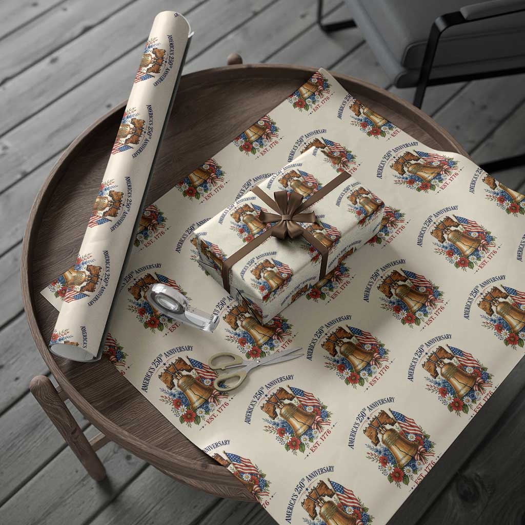 250 Anniversary Wrapping Paper Roll Floral Liberty Bell USA 250th American 4th July 2026