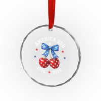 250 Anniversary USA Crystal Glass Ornament Cherry Coquette Bow 4th Of July 1776 2026 250th Birthday
