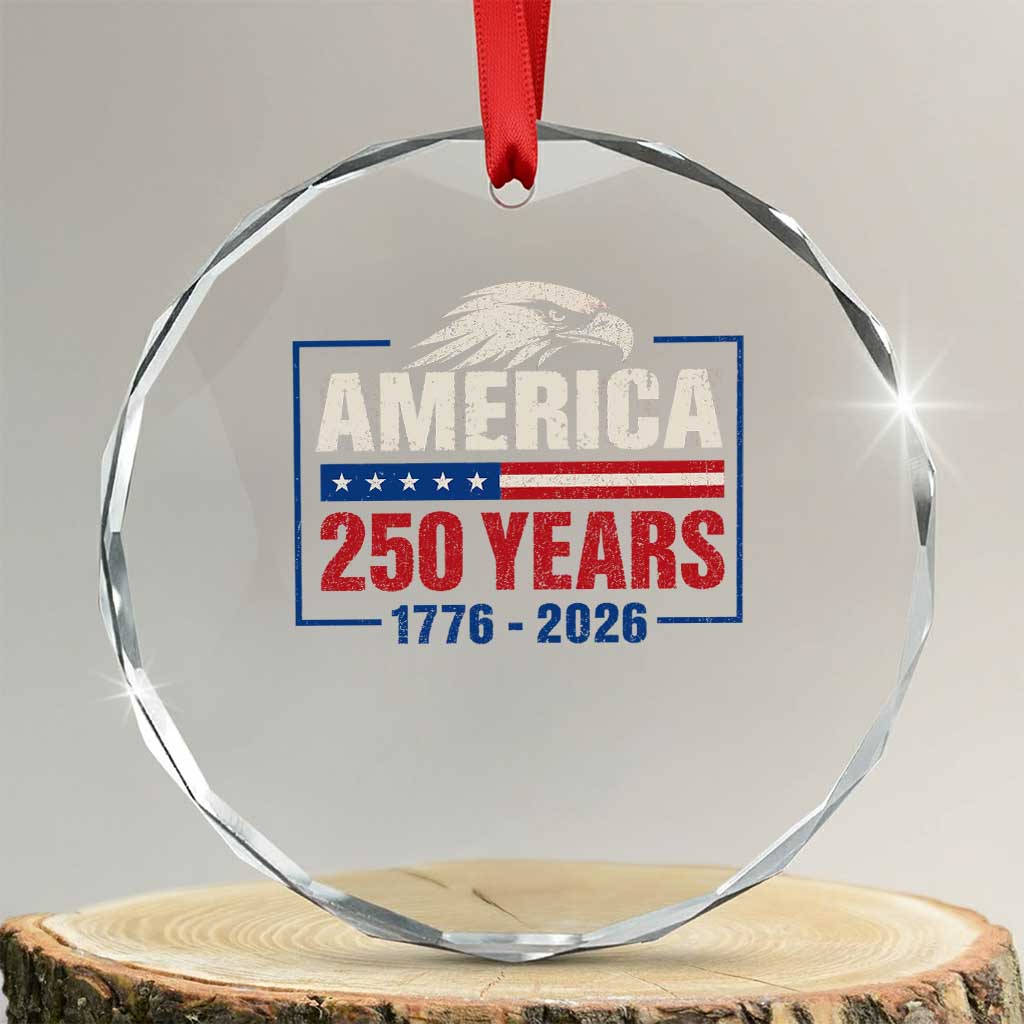 250 Anniversary USA Crystal Glass Ornament Retro Eagle 250 Years Of Freedom 1776 2026