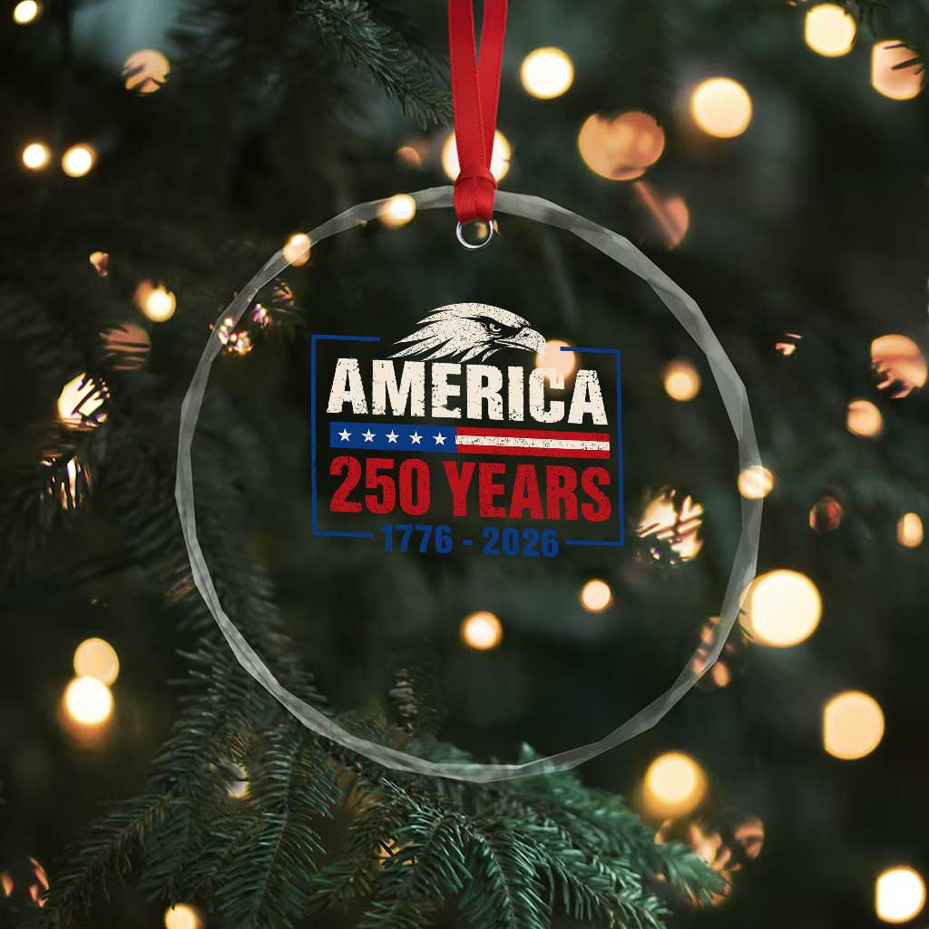 250 Anniversary USA Crystal Glass Ornament Retro Eagle 250 Years Of Freedom 1776 2026