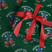 250 Anniversary USA Wrapping Paper Roll Cherry Coquette Bow 4th Of July 1776 2026 250th Birthday