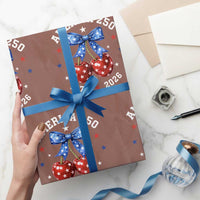 250 Anniversary USA Wrapping Paper Roll Cherry Coquette Bow 4th Of July 1776 2026 250th Birthday