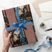 250 Anniversary USA Flag Wrapping Paper Roll Vintage Bald Eagle Patriotic 1776 2026 250 Years Birthday