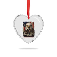 250 Anniversary USA Flag Heart Crystal Glass Ornament Vintage Bald Eagle Patriotic 1776 2026 250 Years Birthday