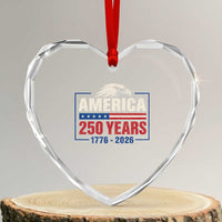 250 Anniversary USA Heart Crystal Glass Ornament Retro Eagle 250 Years Of Freedom 1776 2026