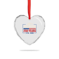 250 Anniversary USA Heart Crystal Glass Ornament Retro Eagle 250 Years Of Freedom 1776 2026
