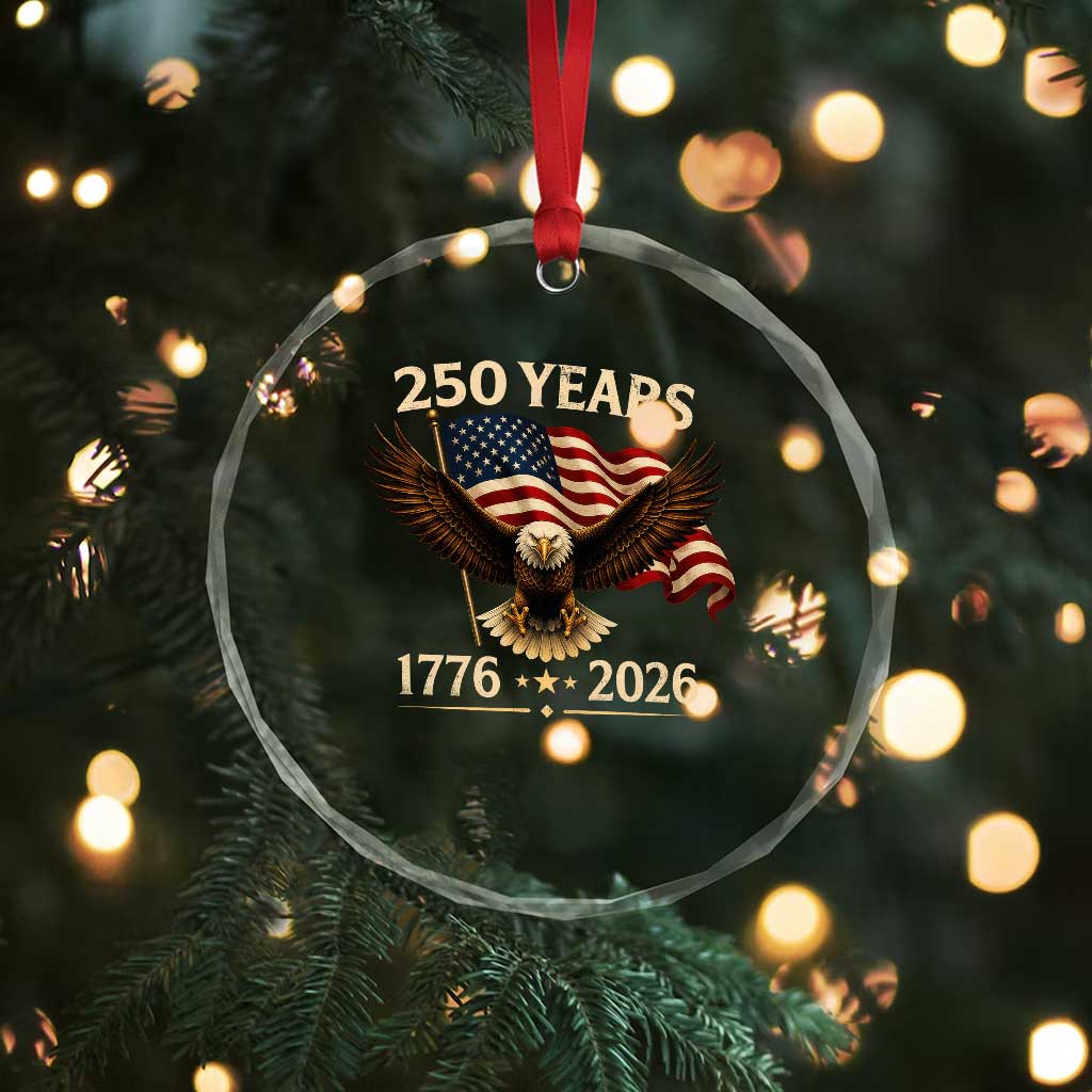 250 Anniversary USA Patriotic Eagle Crystal Glass Ornament 250th 4th Of July 1776 2026 Flag
