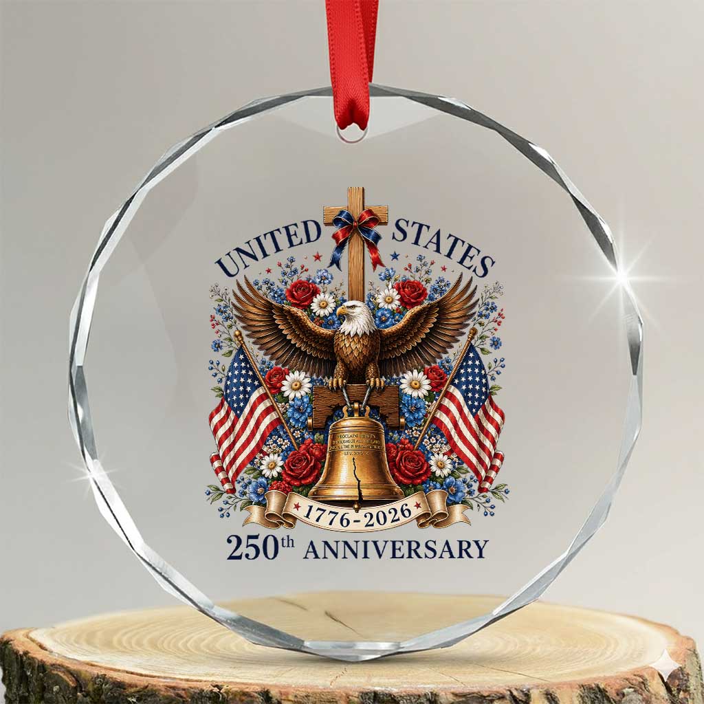 250 Anniversary USA Patriotic Eagle Crystal Glass Ornament Flower 250th Birthday 4th Of July 2026