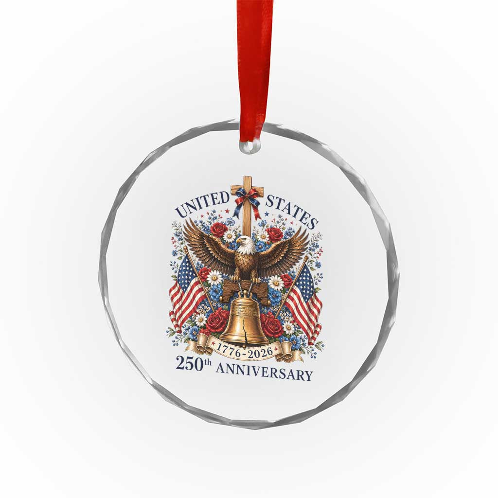 250 Anniversary USA Patriotic Eagle Crystal Glass Ornament Flower 250th Birthday 4th Of July 2026