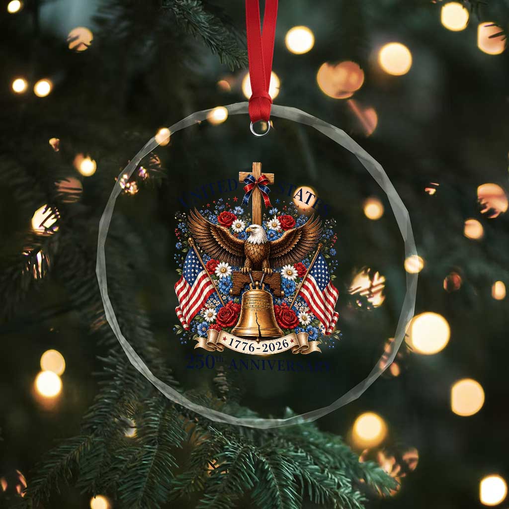 250 Anniversary USA Patriotic Eagle Crystal Glass Ornament Flower 250th Birthday 4th Of July 2026