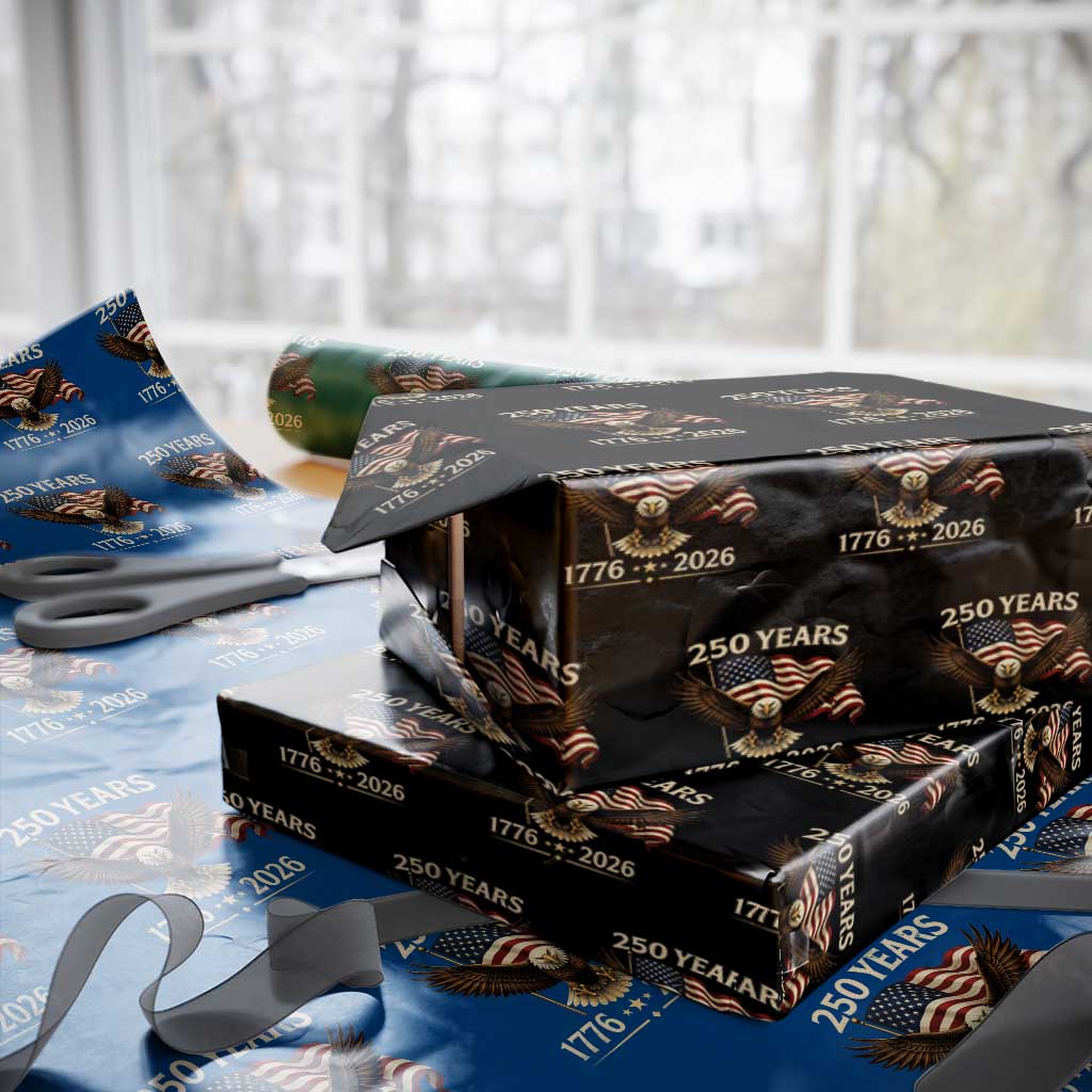 250 Anniversary USA Patriotic Eagle Wrapping Paper Roll 250th 4th Of July 1776 2026 Flag