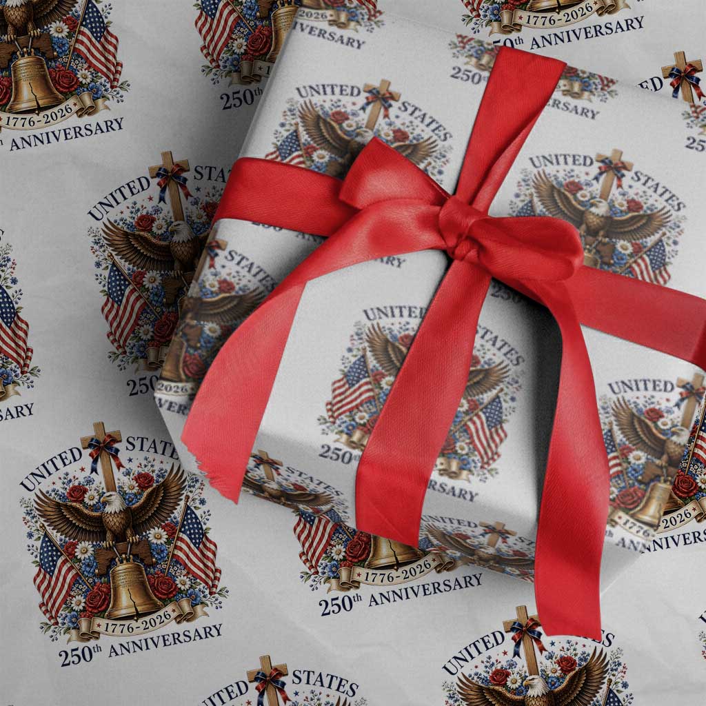 250 Anniversary USA Patriotic Eagle Wrapping Paper Roll Flower 250th Birthday 4th Of July 2026