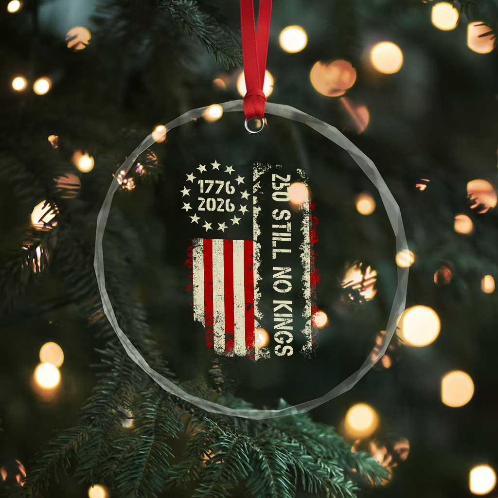 250 Still No Kings Crystal Glass Ornament Vintage Patriotic Flag