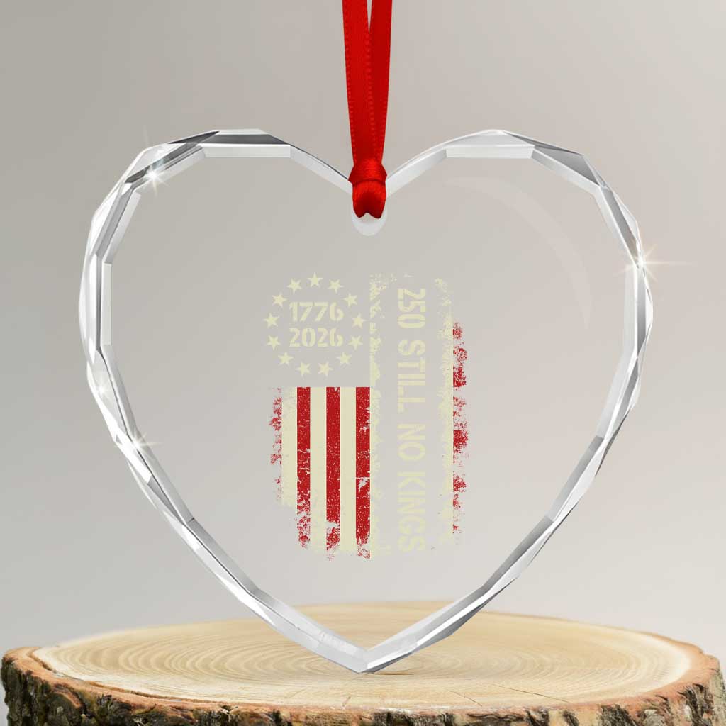 250 Still No Kings Heart Crystal Glass Ornament Vintage Patriotic Flag