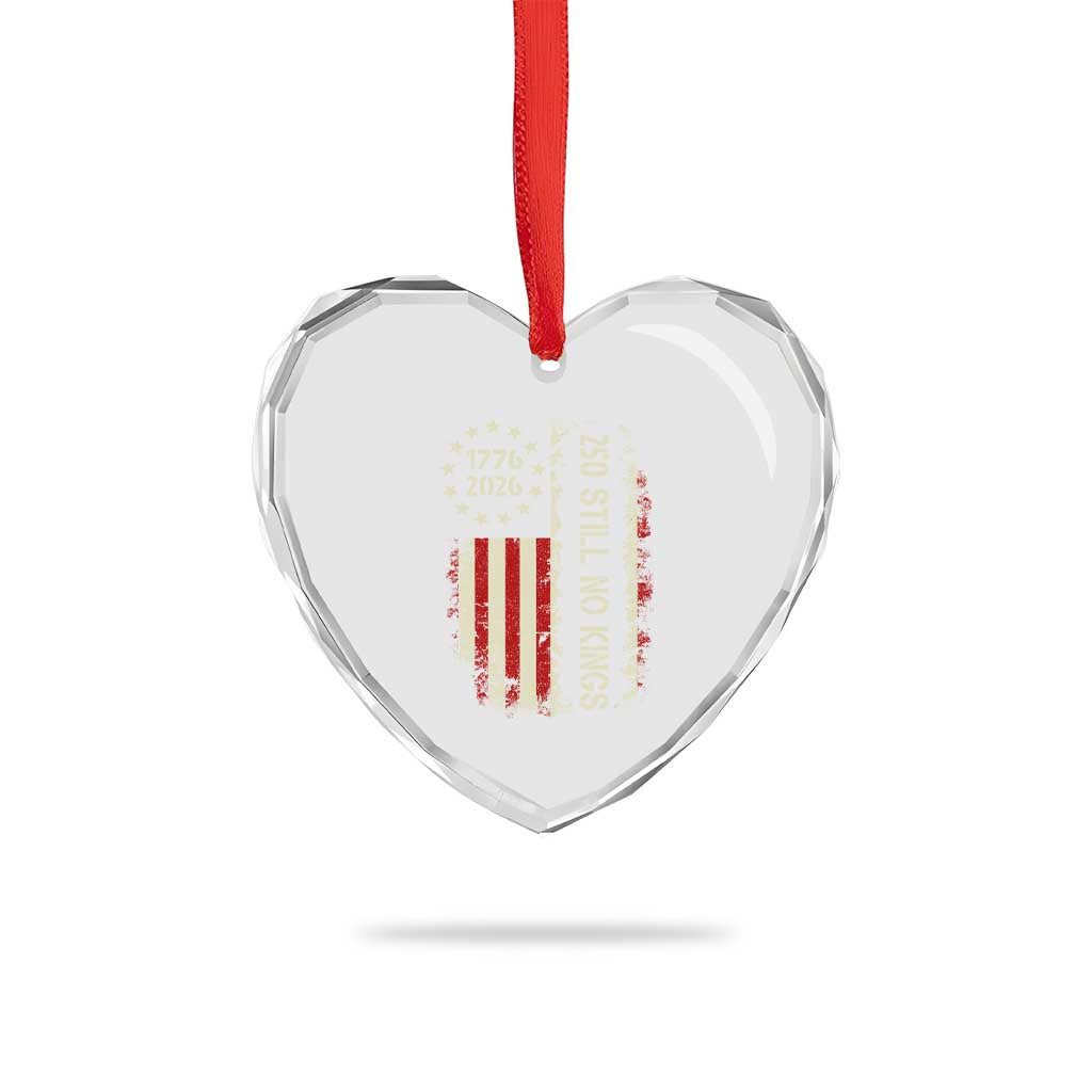 250 Still No Kings Heart Crystal Glass Ornament Vintage Patriotic Flag