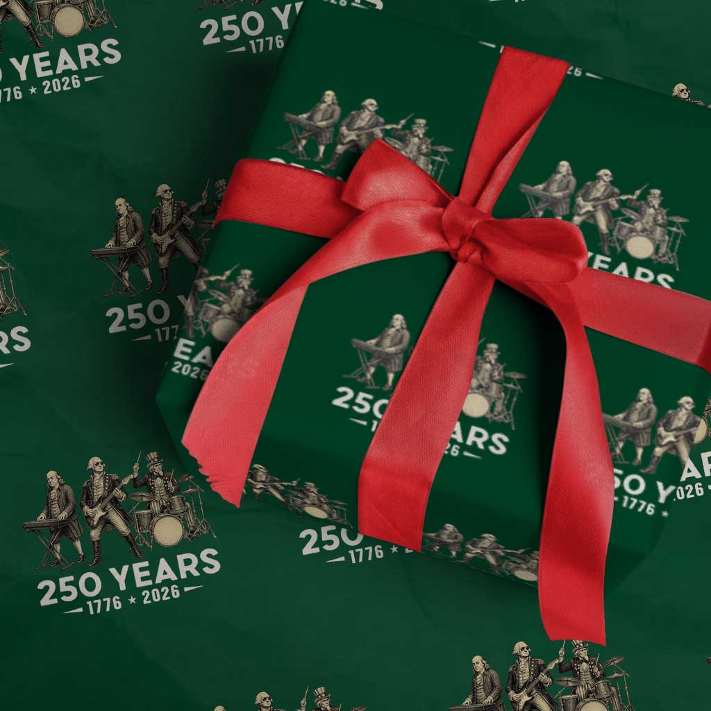 250 Years 1776-2026 Founding Fathers Rock Band Wrapping Paper Roll George Washington Benjamin Franklin Uncle Sam