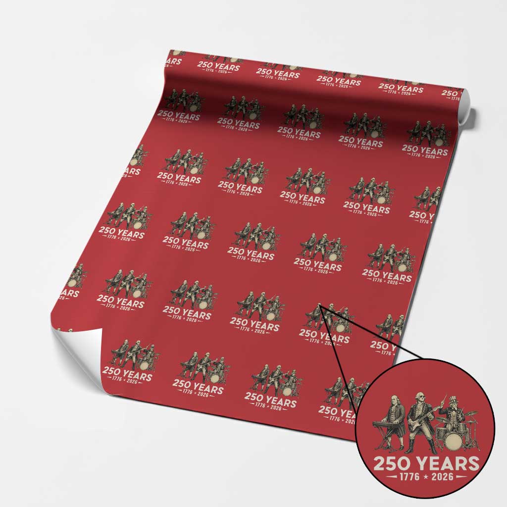 250 Years 1776-2026 Founding Fathers Rock Band Wrapping Paper Roll George Washington Benjamin Franklin Uncle Sam