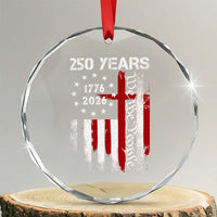 250 Years America Anniversary Christian USA Flag Crystal Glass Ornament