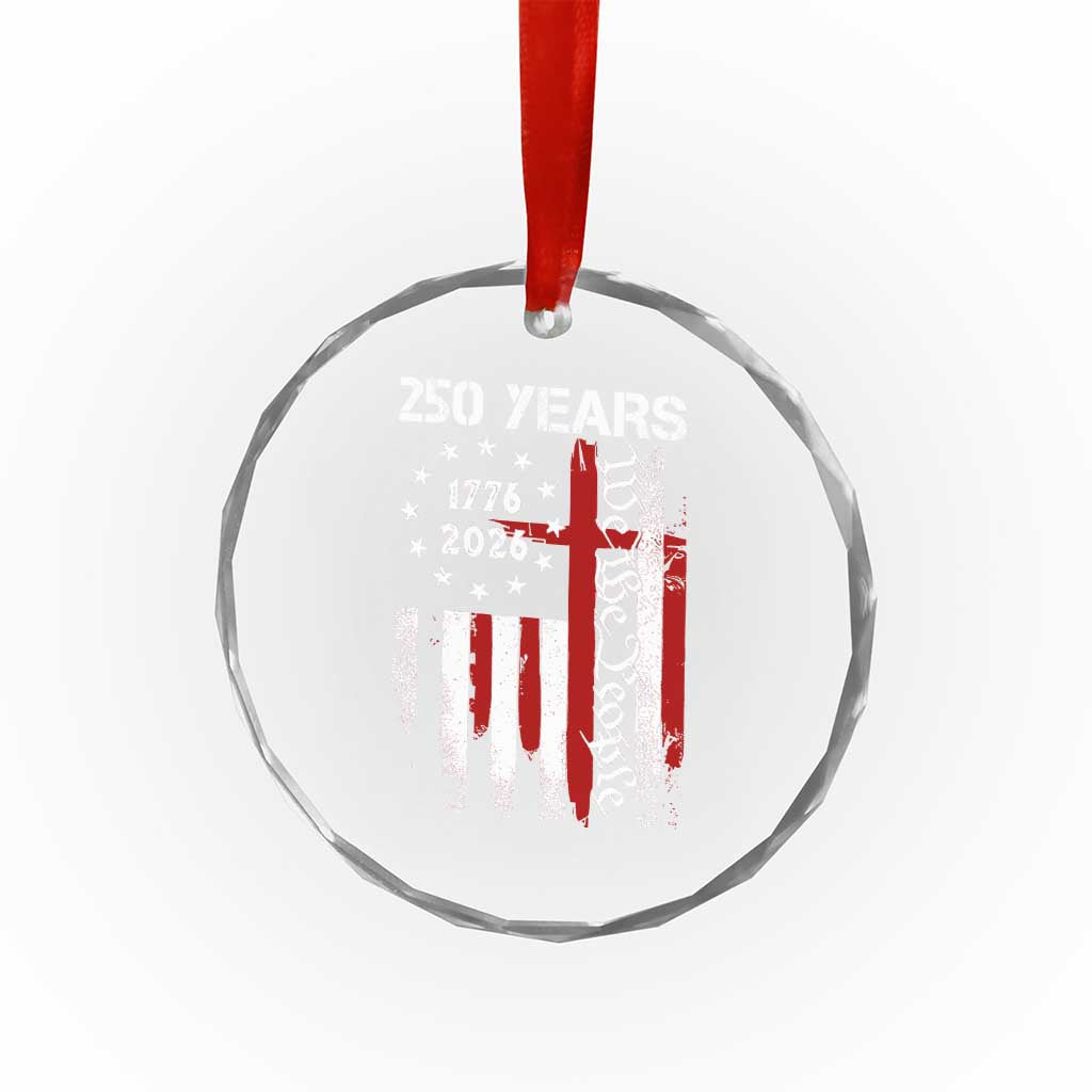 250 Years America Anniversary Christian USA Flag Crystal Glass Ornament