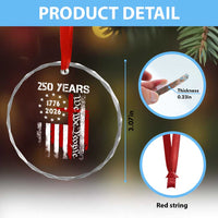 250 Years America Anniversary Christian USA Flag Crystal Glass Ornament